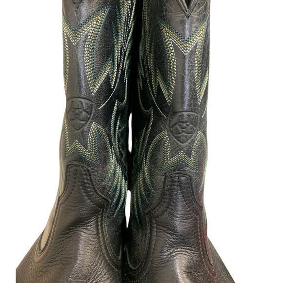 ARIAT Heritage Stockman Cowboy boots Round Toe SZ 12 D Black Boot Green - Picture 5 of 12